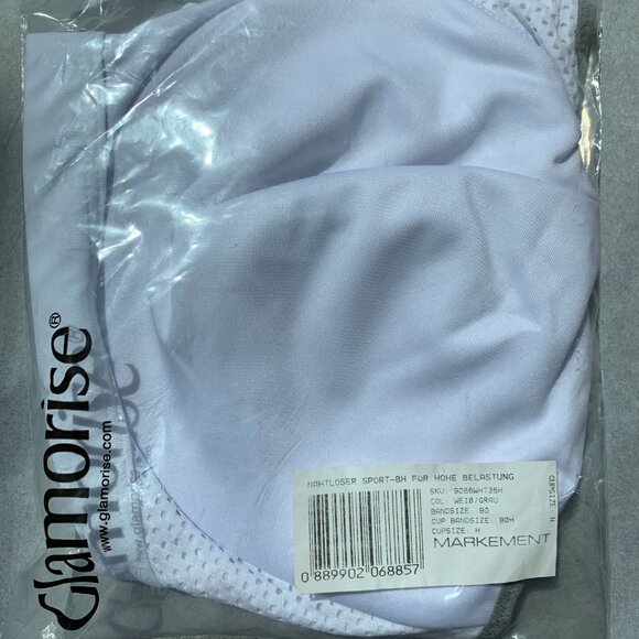 Glamorise 36H High-Impact SPORT Bra Underwired WICKS-U-DRY SUPPORT White NEW - Picture 12 of 16